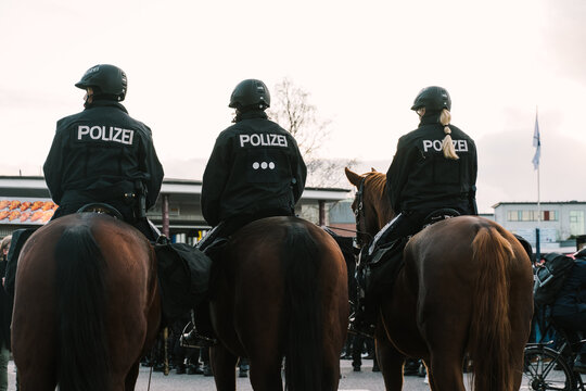 German police officers on horses