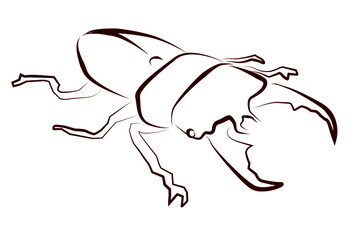 クワガタの線画イラスト