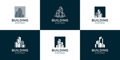 Set of abstract building logo design illustration