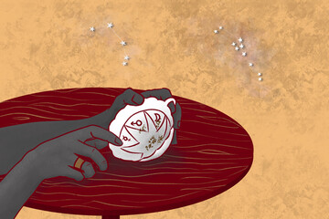 Reading tea leaves illustration