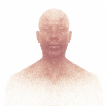 Man with graphic overlay pattern