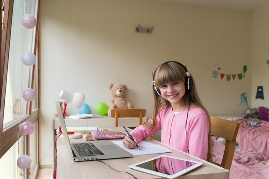 Girl Studying Remotely From Home