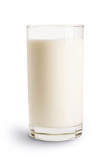 Glass of milk isolated on white background.