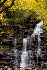 USA, Pennsylvania, Benton. Waterfall in Ricketts Glen State Park.