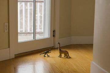 Toy Dinosaur Figures in Bedroom of Child