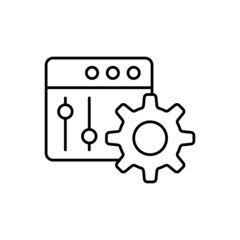 Box installation setup product icon  in flat black line style, isolated on white background 