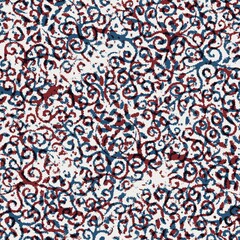 Seamless abstract damask pattern in flat red blue black white. High quality illustration. Abstract design of red and blue overlaid to form a modern attractive abstract seamless surface design.