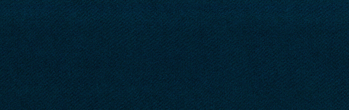 Dark Blue Paper Background. Narrow Horizontal Photo In Deep Cobalt Color. Textured Surface Template For Banner, Poster