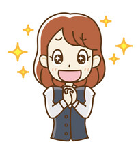 憧れの表情をした制服の女子社員