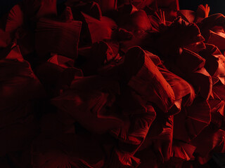Packed layers of red textile