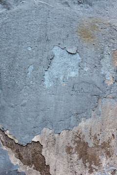 Decaying Wall With Light Blue Paint