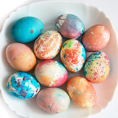 Image of several color eggs placed on plate