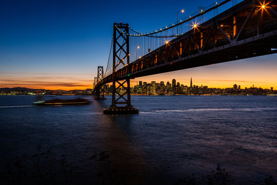 Bay Bridge in sunset