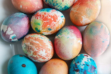 Image of several color eggs placed on plate