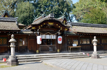Naklejka premium 平野神社 中門と本殿 京都市