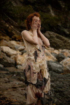 Woman wearing plastic dress