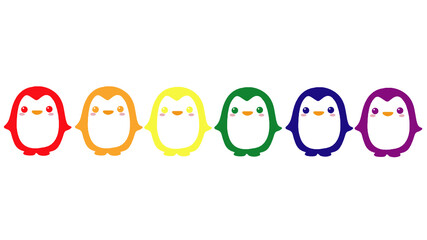 Penguins with the LGBT flag