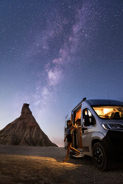 Young woman in a van