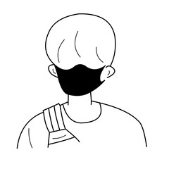 sketch of a person wearing a mask