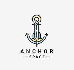 Anchor space vector, anchor rocket vector concept ,navigation and nautical logo vector concept