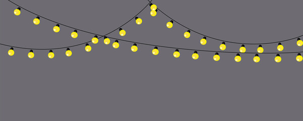 golden lamp garland gray background. Light vector illustration. Party banner design. Stock image. EPS 10. © Полякевич Олена