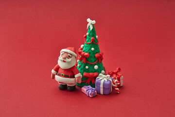 New Year decoration handmade from modeling clay.