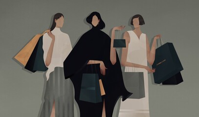 fashion girls with shopping bags