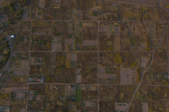plots with gardens with houses top view