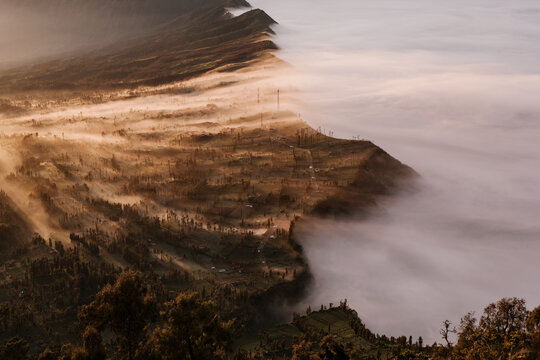 Dawn near the volcano Caldera