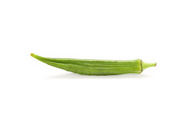 Close up okra isolated on the white backgroud.