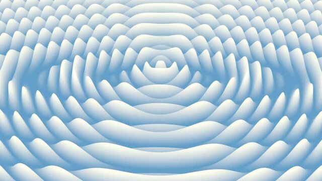 Abstract 3d representation video of white waves with blue moving in a circle shape.