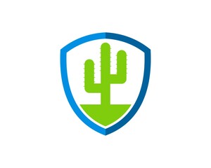 Simple shield with green cactus inside