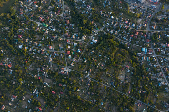 houses and streets from a height of 500 meters