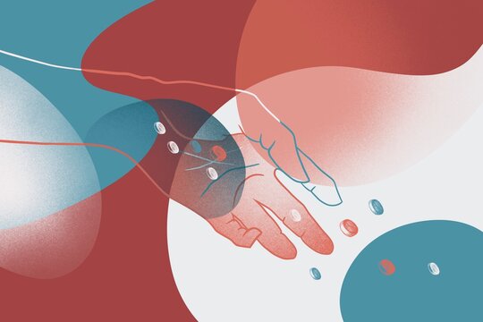Abstract hand with pills illustration