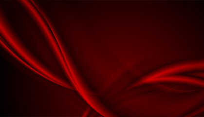 Abstract shiny smooth dark red waves vector background