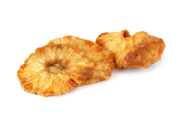 Slices of dried pineapple isolated on white