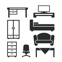 illustration of furniture, furniture  icons.