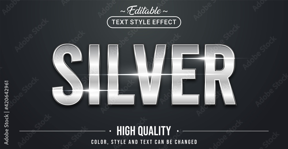 Poster editable text style effect - silver theme style.