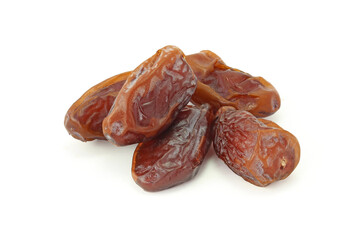 Several dried dates isolated on white