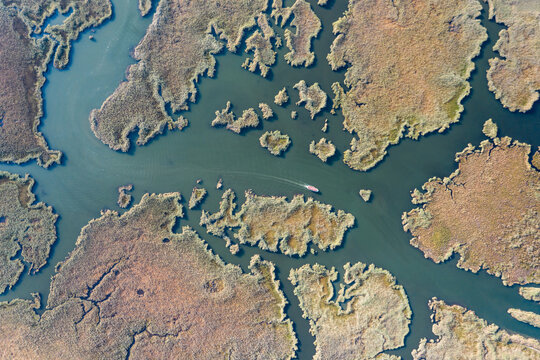 aerial image of Dalyan a region a wetland, a delta
