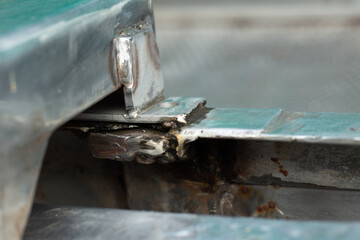 Close up of Welded steel