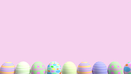 Fototapeta na wymiar The Easter eggs flat lay image for Easter Day holiday concept 3d rendering