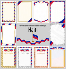 Vertical frame and border with Haiti flag