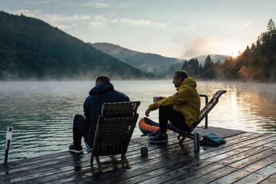 Men enjoying a sunrise