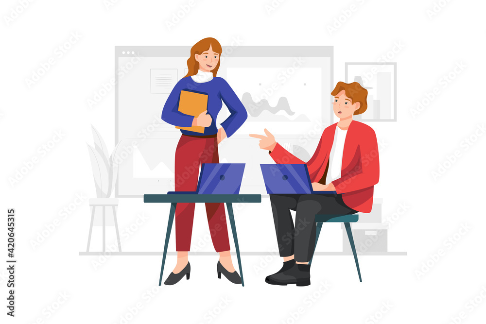 Wall mural web analytics developer vector illustration concept