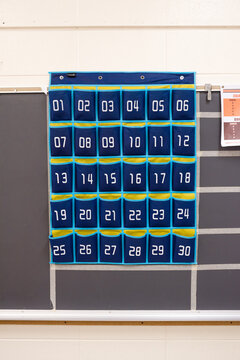 Mobile phone caddy in a classroom