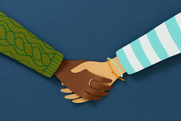Business concept of Excellent Partnership shaking hands , paper art