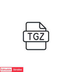 TGZ file format line icon. Simple outline style. Archive, attachment, data, extension, filetype, gzip concept. Vector illustration isolated on white background. Editable stroke EPS 10. 