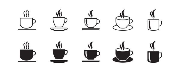 Coffee icon set. Vector graphic illustration. Suitable for website design, logo, app, template, and ui. 