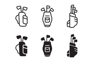 Golf bag icon set. Vector graphic illustration. Suitable for website design, logo, app, template, and ui. 